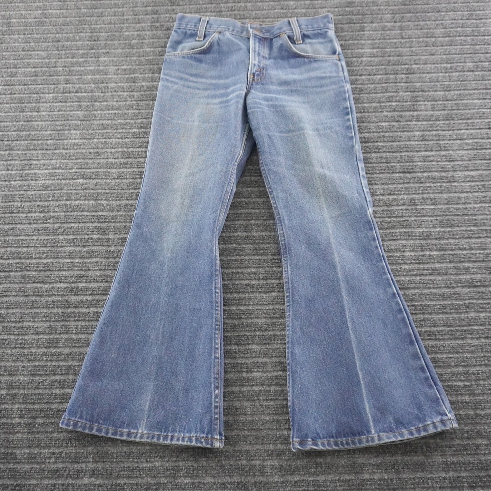 Vintage 70s Levis Orange Tab Bell Bottom Jeans 28x27 Blue Flare Talon 42 Zip